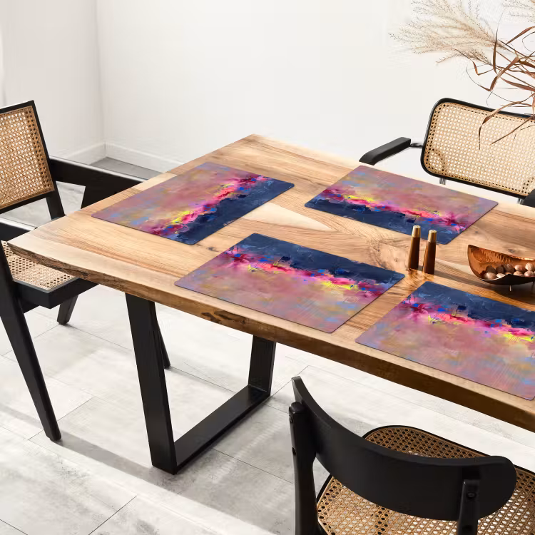Placemat - 6 stuks - Abstract - Textuur - Kleuren - Modern - Roze — 5