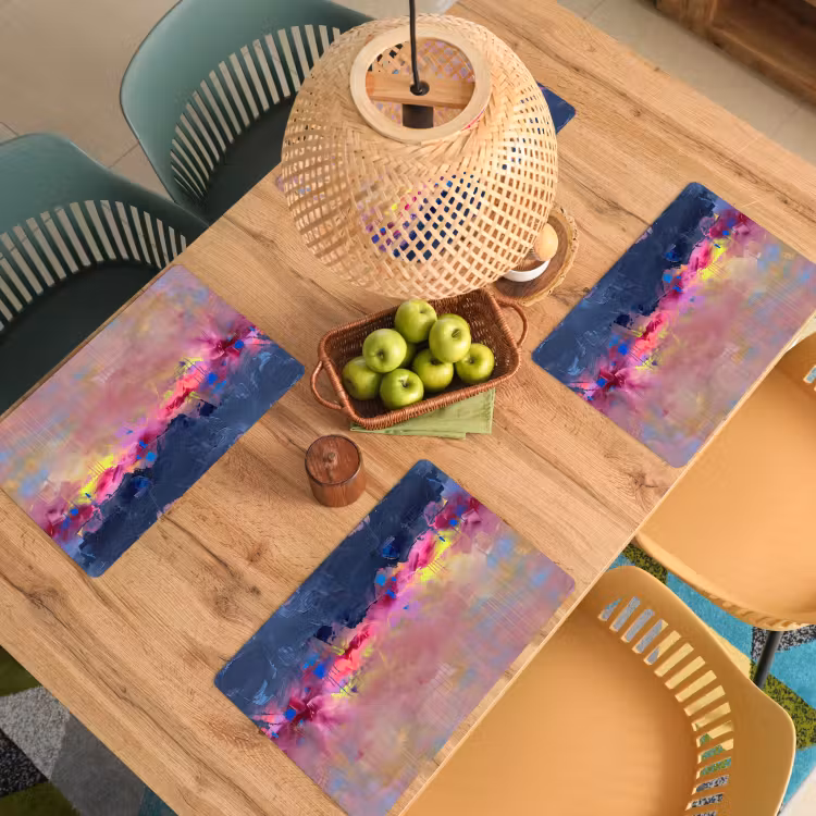 Placemat - 6 stuks - Abstract - Textuur - Kleuren - Modern - Roze — 6