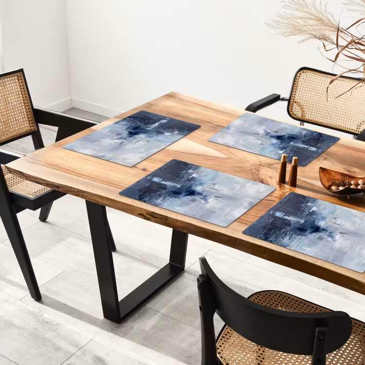 Placemat - 6 stuks - Abstract - Textuur - Kunst - Modern - Blauw — 5