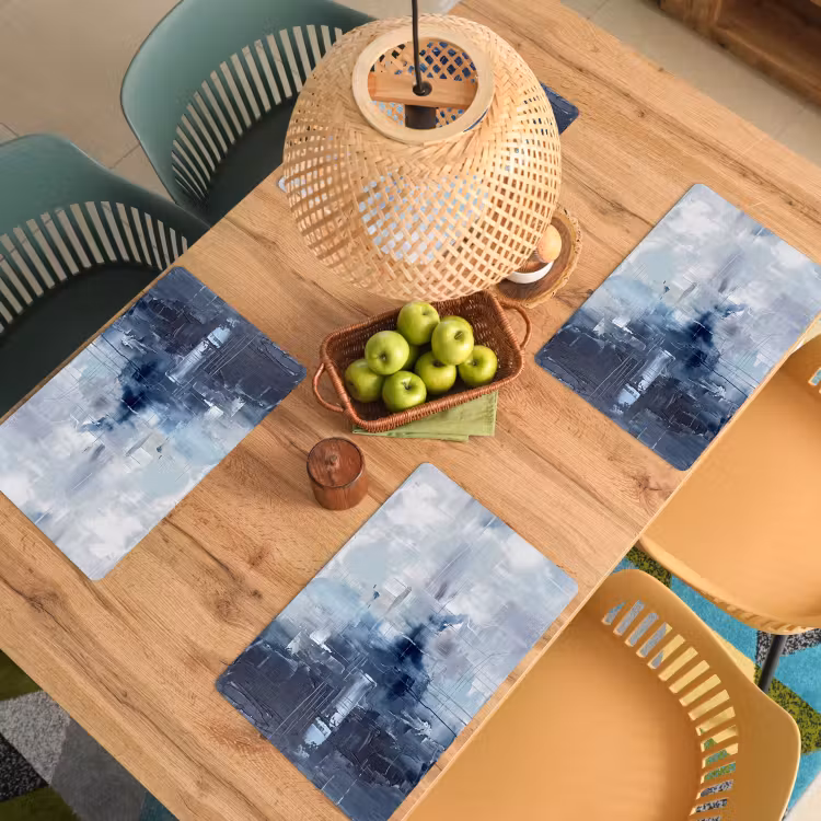 Placemat - 6 stuks - Abstract - Textuur - Kunst - Modern - Blauw — 6