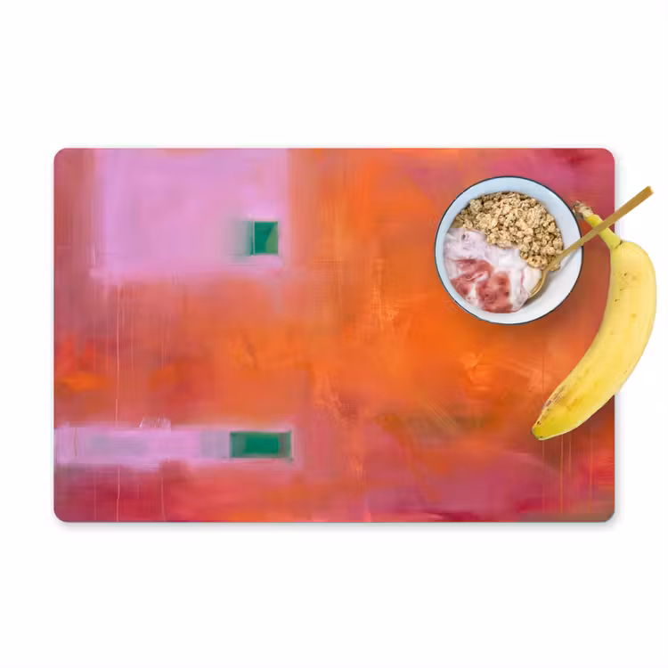 Placemat - 6 stuks - Abstract - Vlakken - Kunst - Modern - Oranje — 1