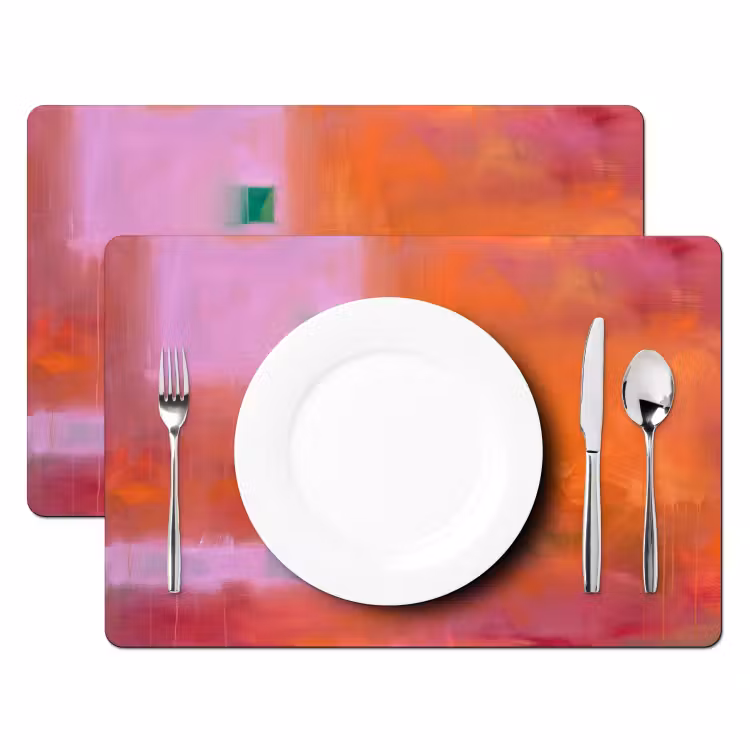 Placemat - 6 stuks - Abstract - Vlakken - Kunst - Modern - Oranje — 2