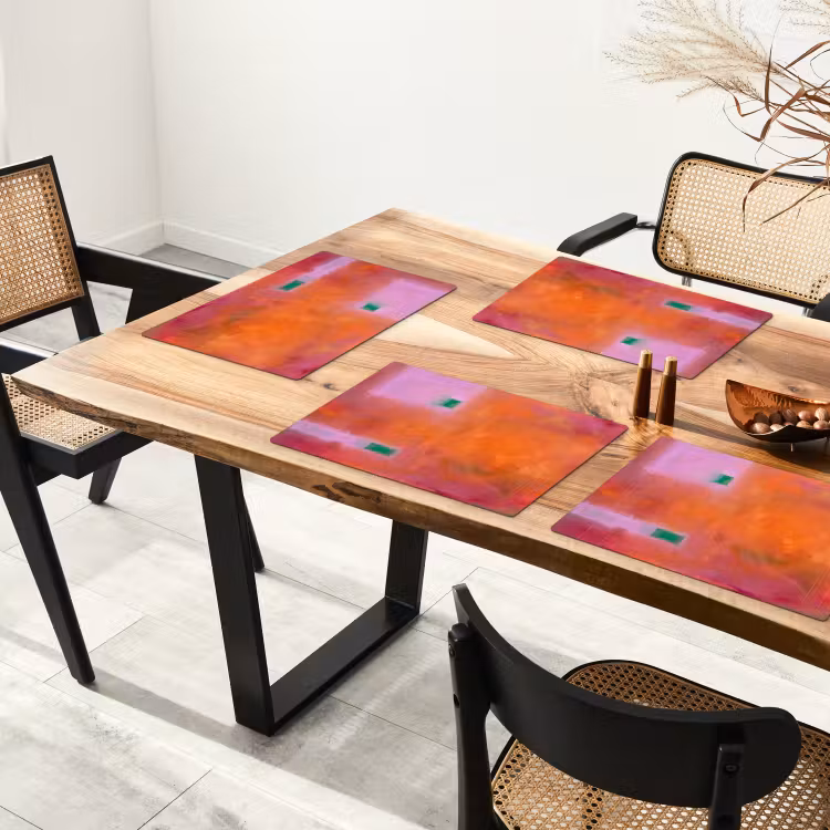 Placemat - 6 stuks - Abstract - Vlakken - Kunst - Modern - Oranje — 5