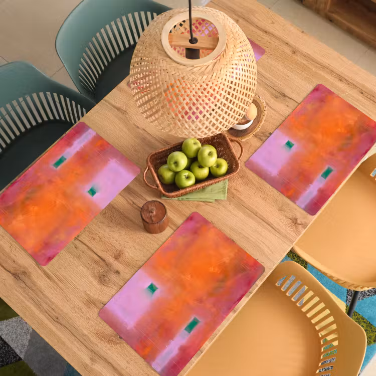 Placemat - 6 stuks - Abstract - Vlakken - Kunst - Modern - Oranje — 6