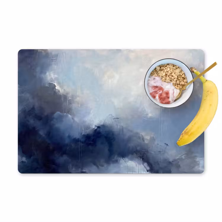 Placemat - 6 stuks - Abstract - Wolken - Modern - Blauw - Kunst — 1