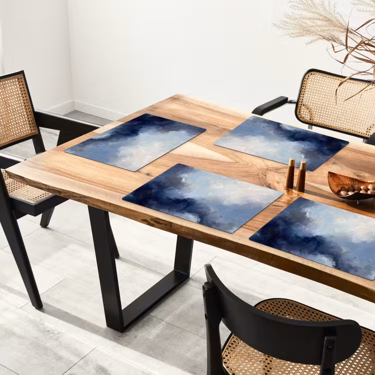 Placemat - 6 stuks - Abstract - Wolken - Modern - Blauw - Kunst — 5