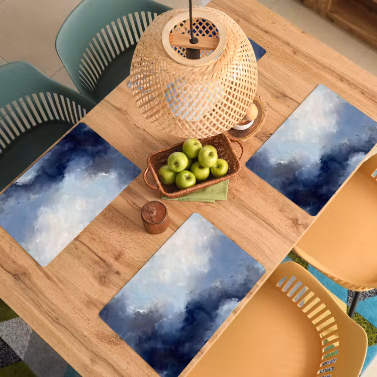 Placemat - 6 stuks - Abstract - Wolken - Modern - Blauw - Kunst — 6
