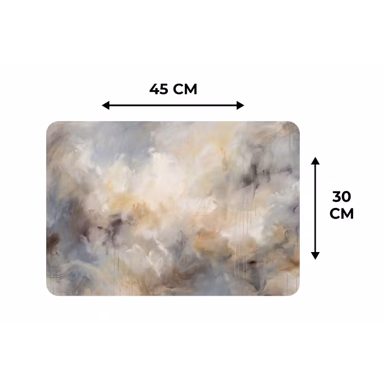 Placemat - 6 stuks - Abstract - Wolken - Sfeervol - Beige - Grijs — 3