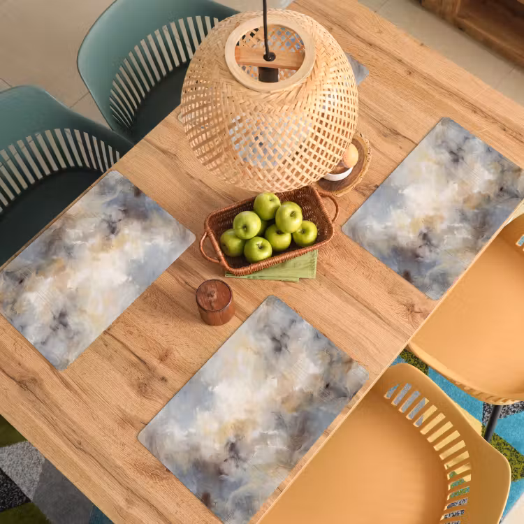 Placemat - 6 stuks - Abstract - Wolken - Sfeervol - Beige - Grijs — 6