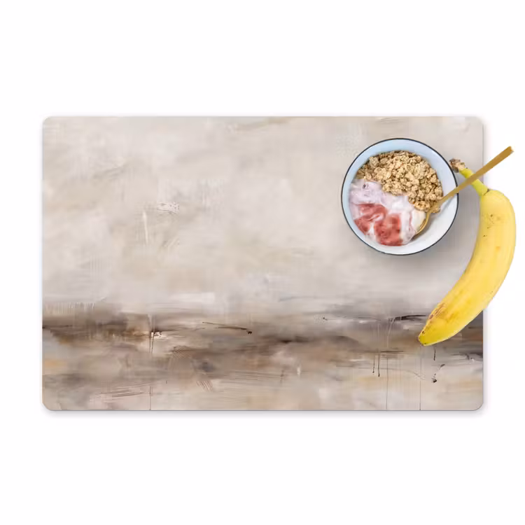 Placemat - 6 stuks - Abstrakt - Landschap - Modern - Beige - Kunst — 1