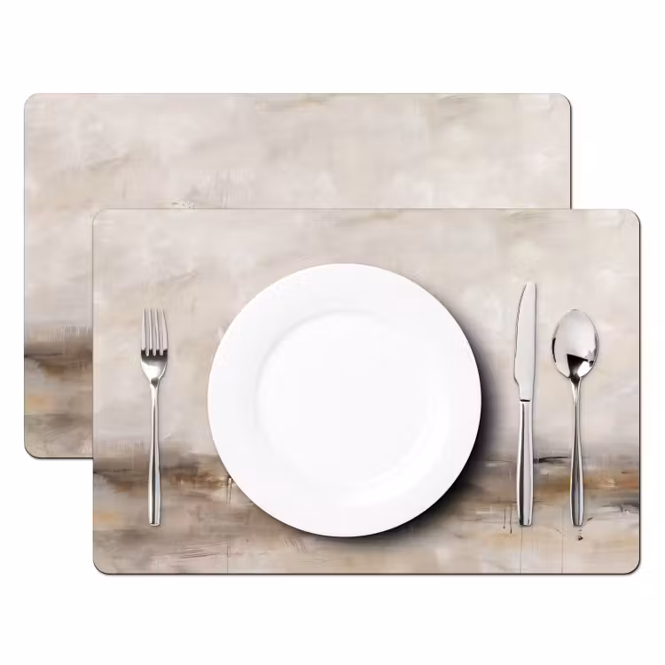 Placemat - 6 stuks - Abstrakt - Landschap - Modern - Beige - Kunst — 2