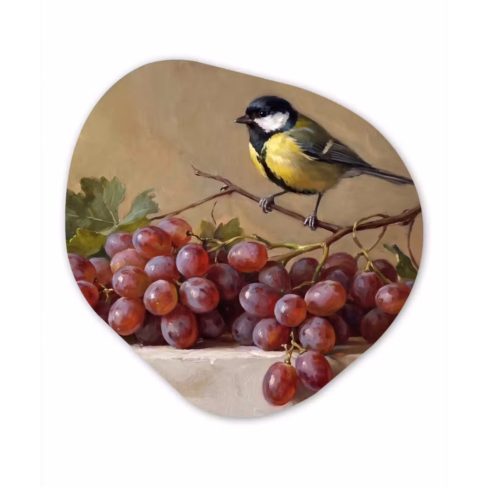 Organische vorm aluminium - Vogel - Druiven - Stilleven — 1