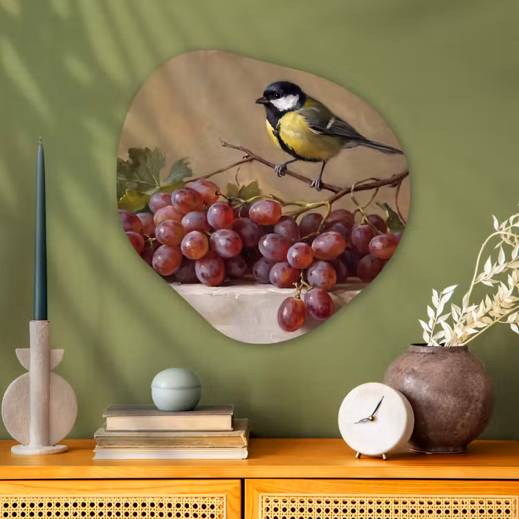 Organische vorm aluminium - Vogel - Druiven - Stilleven — 2