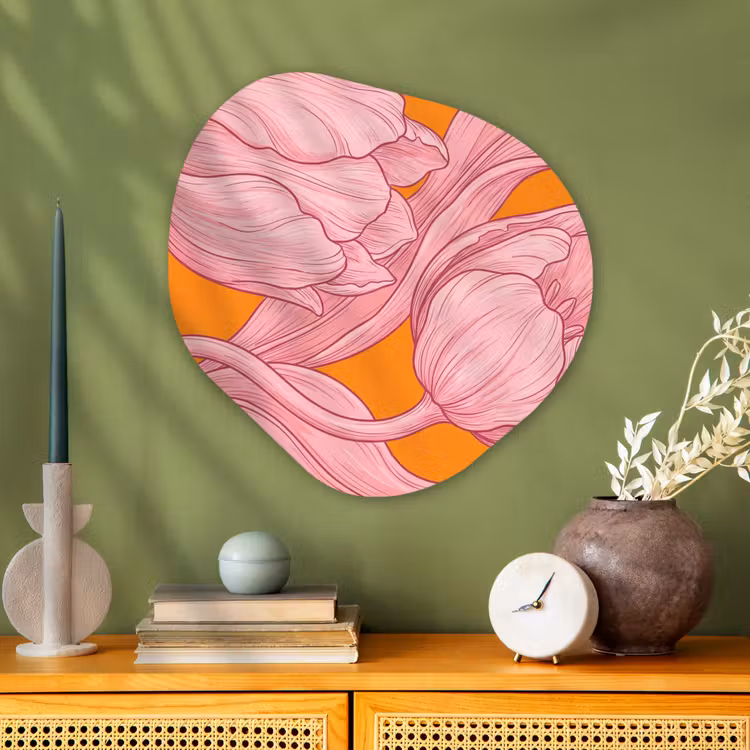 Organische vorm aluminium - Roze bloemen - Modern — 2