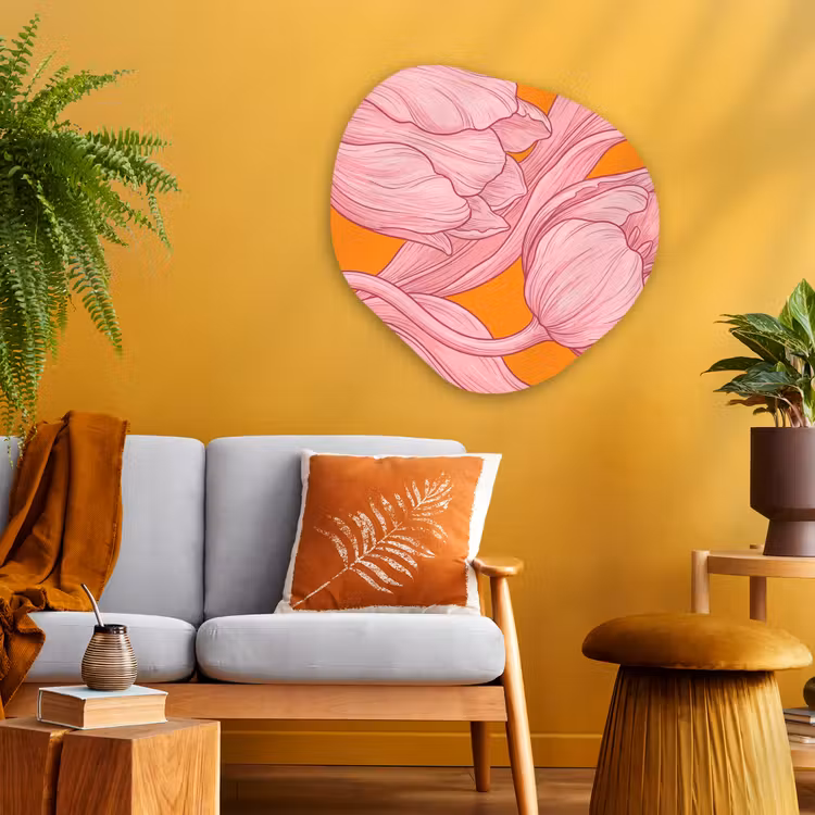 Organische vorm aluminium - Roze bloemen - Modern — 3