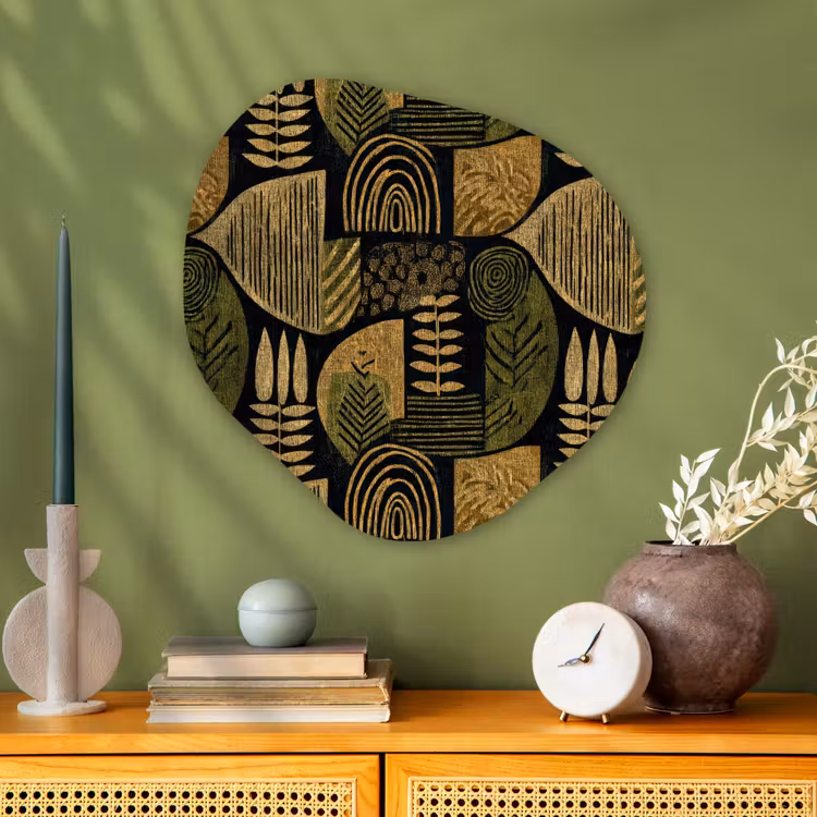 Organische vorm aluminium - Zwart - Okergeel - Botanisch - Textuur — 2