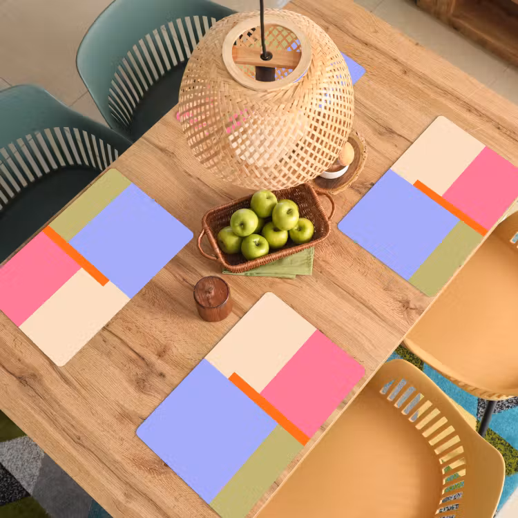 Placemat - 6 stuks - Abstract - Geometrie - Kunst - Modern - Kleurrijk — 6