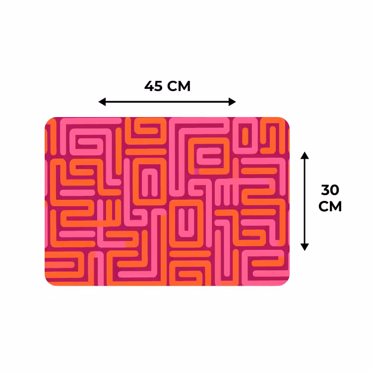 Placemat - 6 stuks - Abstract - Patroon - Lijnen - Roze - Oranje — 3