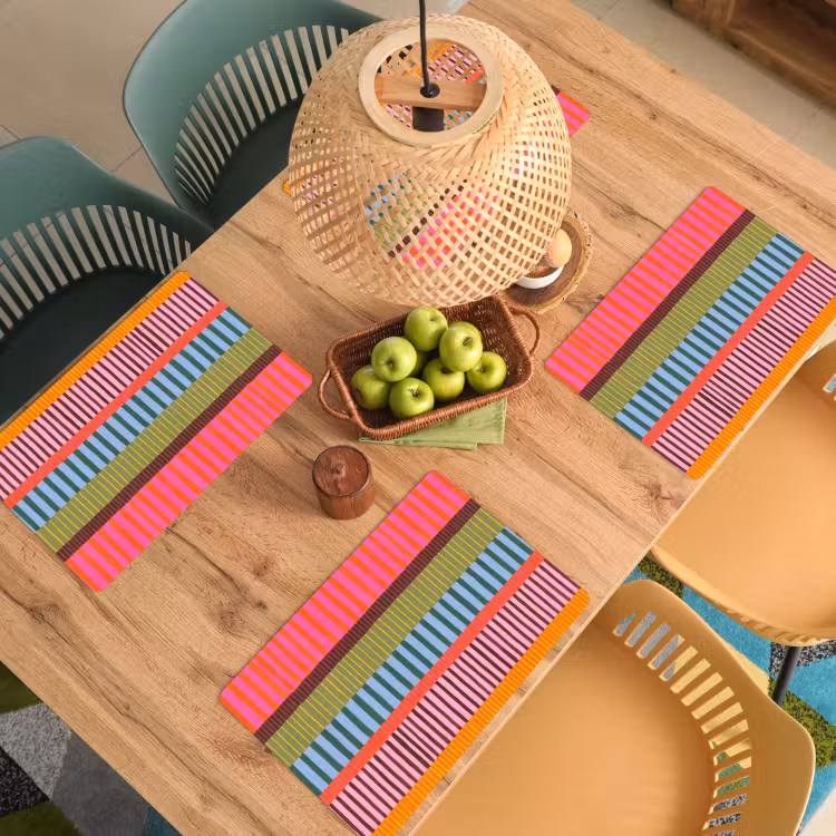 Placemat - 6 stuks - Abstract - Strepen - Modern - Kleurrijk - Kunst — 6
