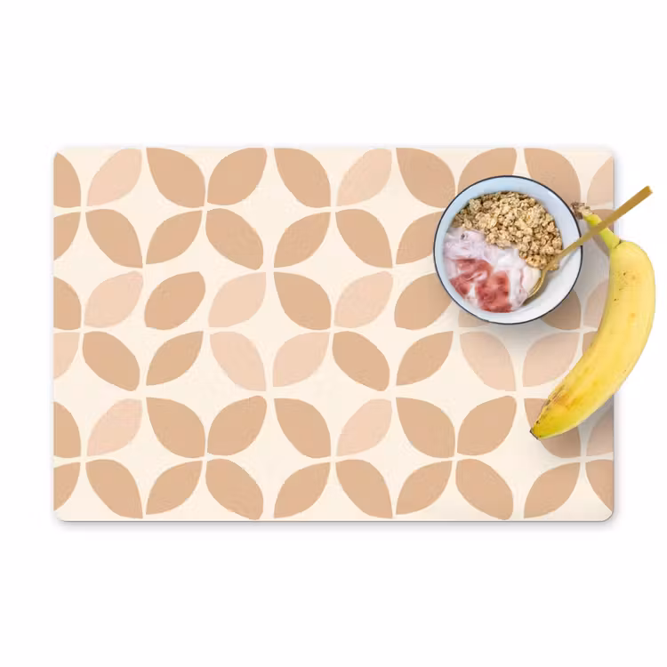 Placemat - 6 stuks - Beige - Bladeren - Minimalistisch - Patroon — 1