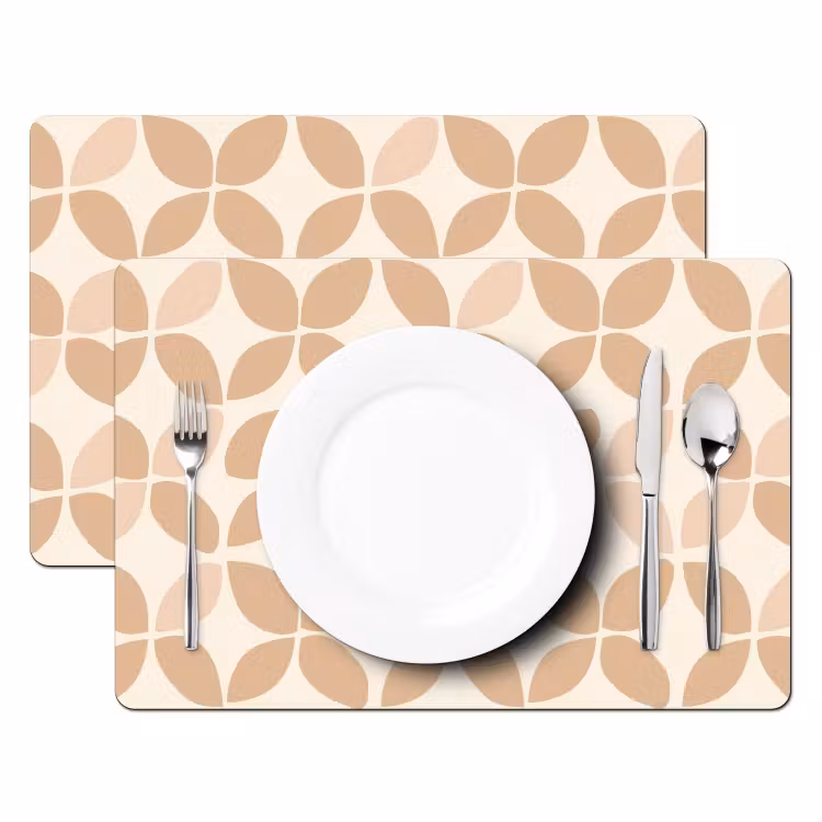 Placemat - 6 stuks - Beige - Bladeren - Minimalistisch - Patroon — 2