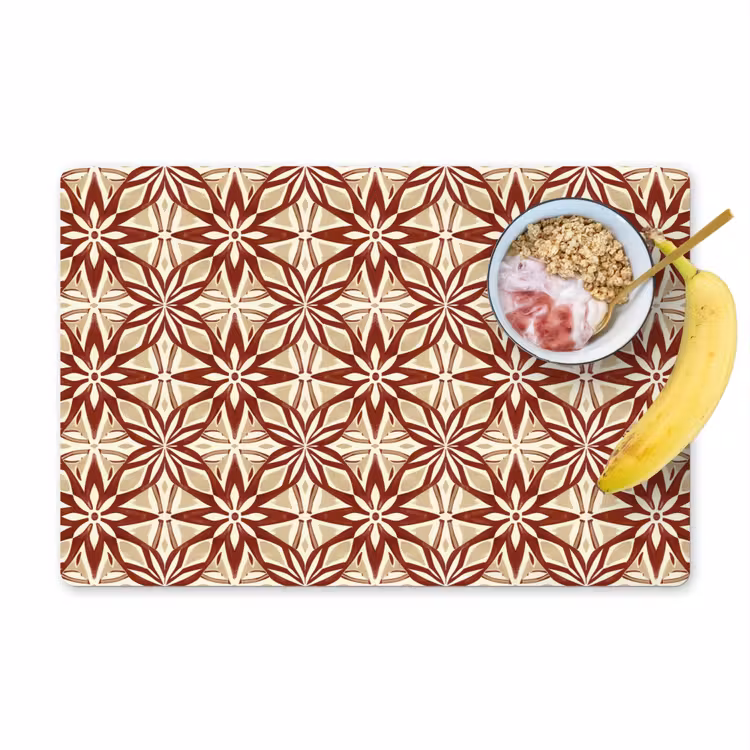 Placemat - 6 stuks - Bordeauxrood - Geometrisch - Tegel - Patroon — 1