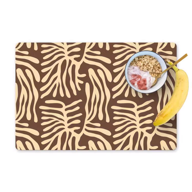 Placemat - 6 stuks - Bruin - Koraal - Expressief - Patroon — 1