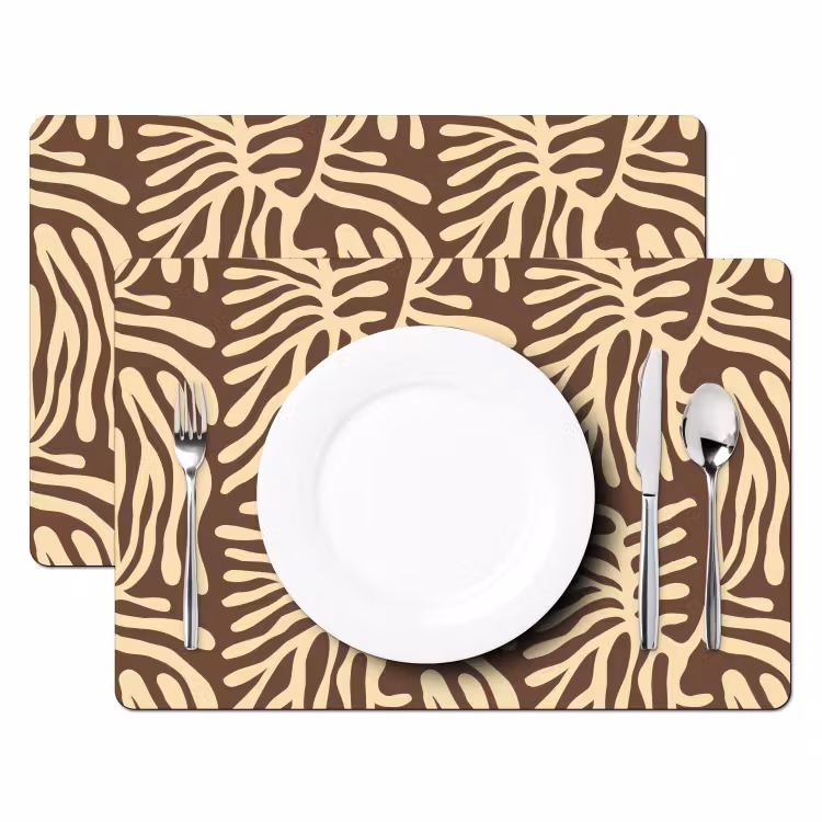 Placemat - 6 stuks - Bruin - Koraal - Expressief - Patroon — 2