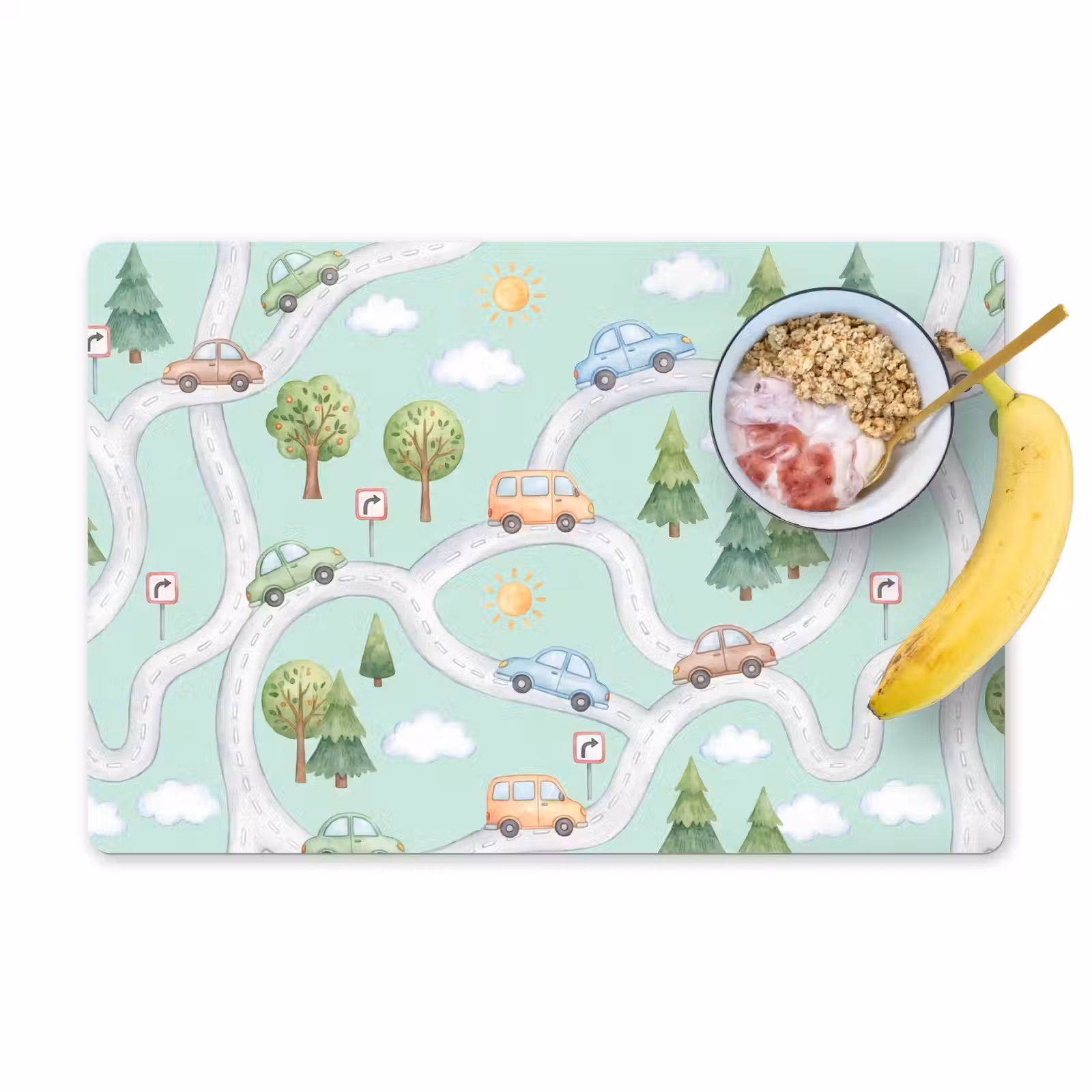 Placemat - 6 stuks - Auto - Weg - Patroon — 1