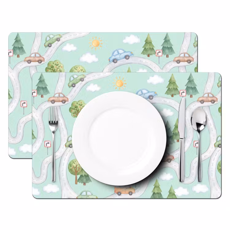 Placemat - 6 stuks - Auto - Weg - Patroon — 2