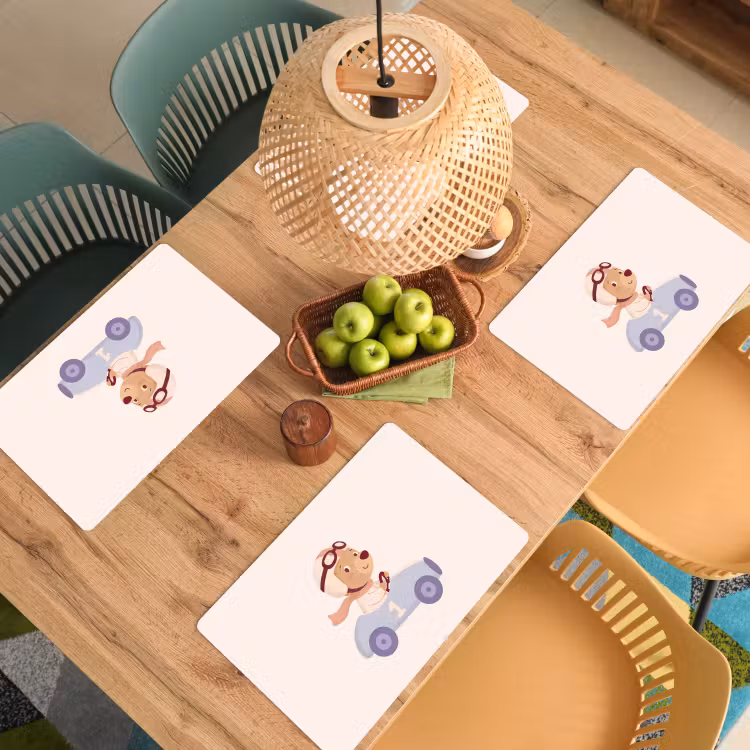 Placemat - 6 stuks - Beer - Auto - Kinderkamer - Cartoon - Speels — 6