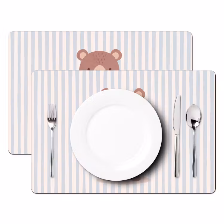 Placemat - 6 stuks - Beer - Hoepel - Kinderkamer - Illustratie - Bruin — 2