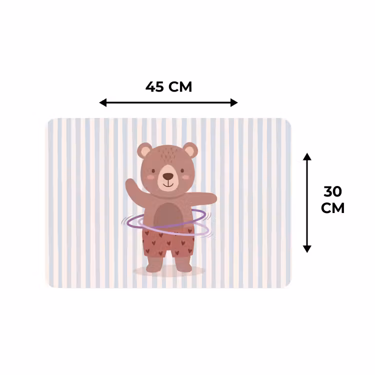 Placemat - 6 stuks - Beer - Hoepel - Kinderkamer - Illustratie - Bruin — 3