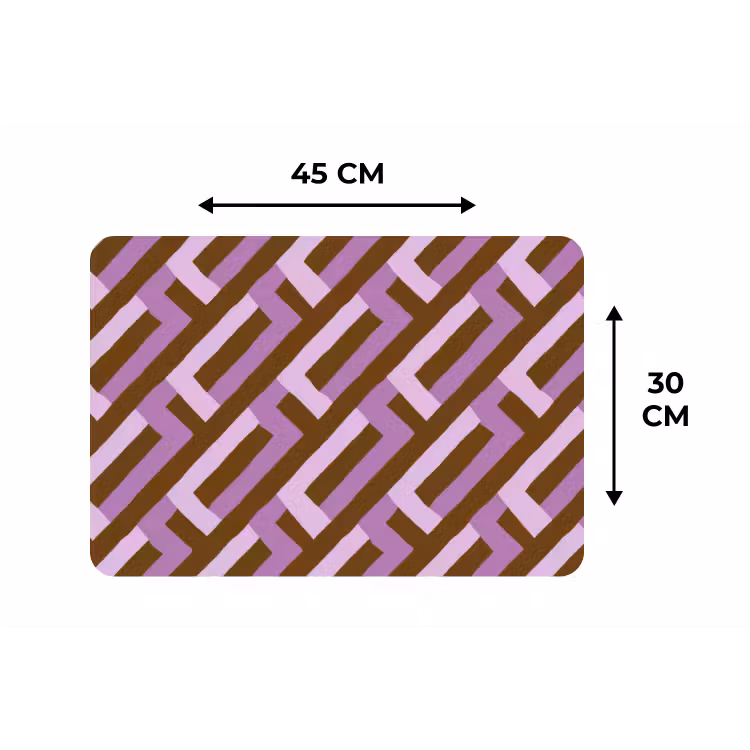 Placemat - 6 stuks - Bruin - Roze - Geometrisch - Meander - Patroon — 3