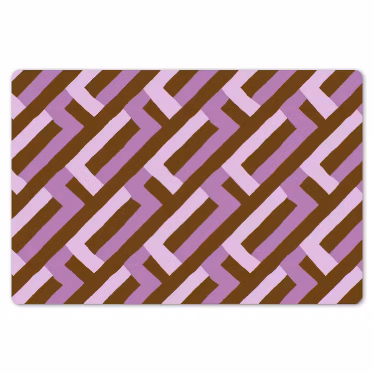 Placemat - 6 stuks - Bruin - Roze - Geometrisch - Meander - Patroon — 7