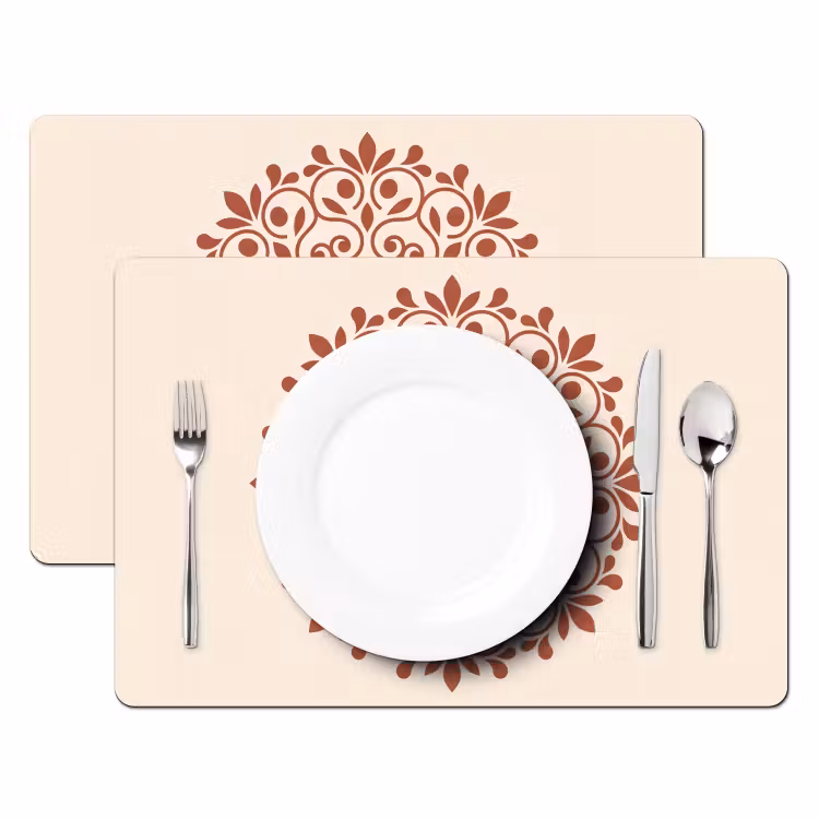 Placemat - 6 stuks - Decoratie - Cirkel - Symmetrisch - Modern - Roodbruin — 2