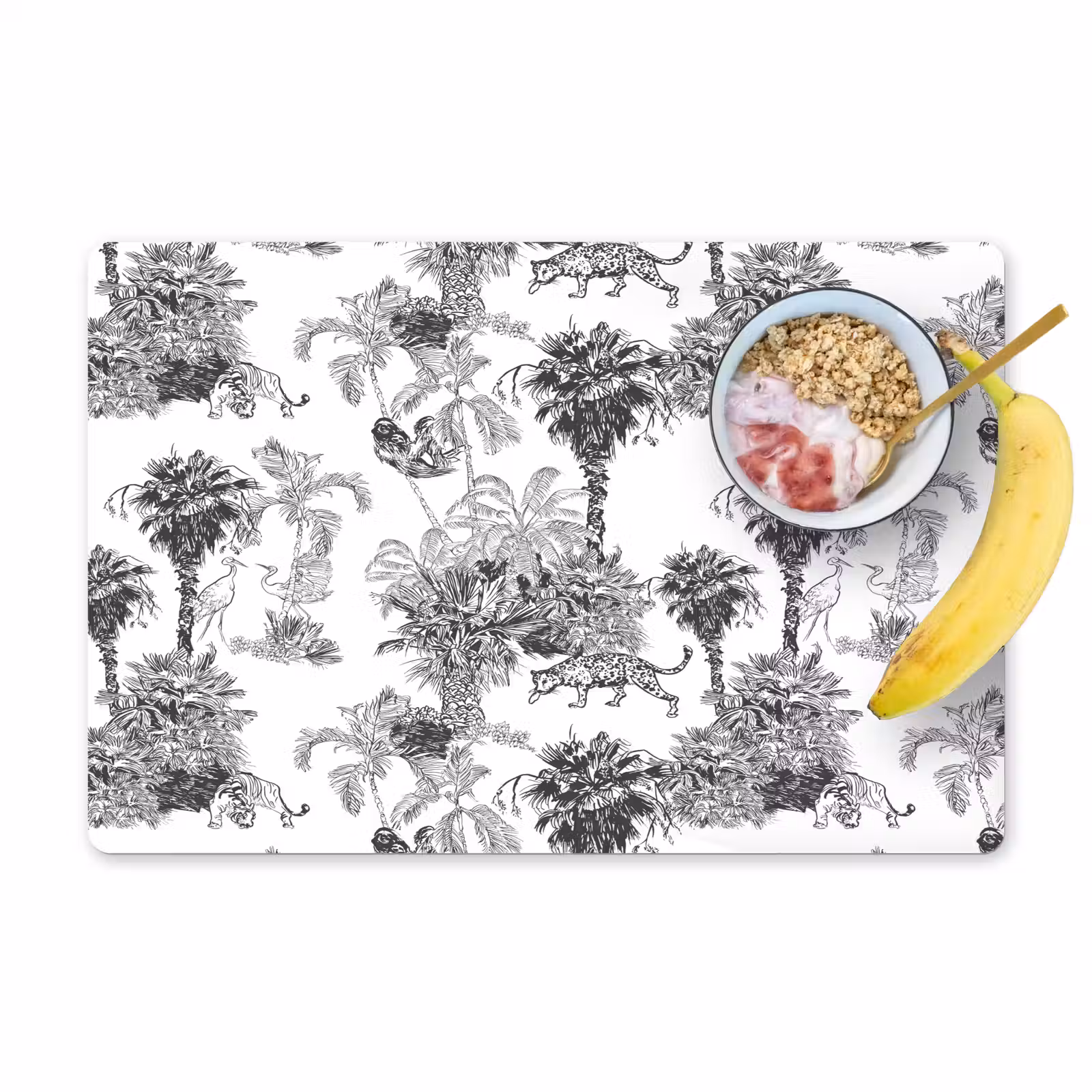 Placemat - 6 stuks - Jungle - Dieren - Grijs — 1