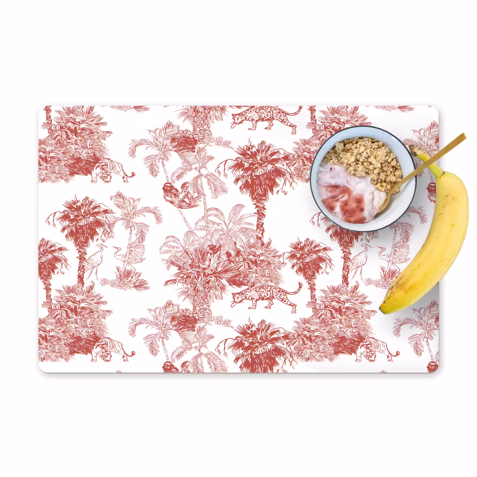 Placemat - 6 stuks - Jungle - Natuur - Rood — 1