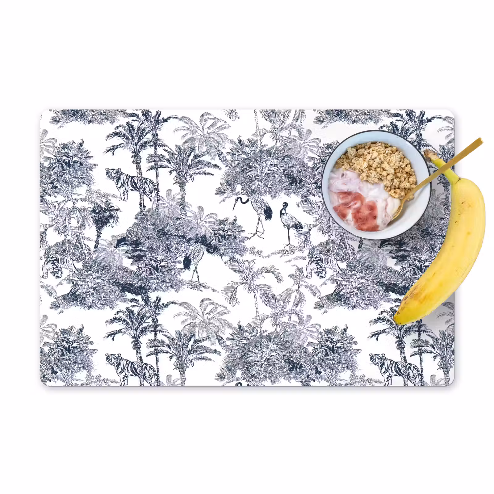 Placemat - 6 stuks - Palmbomen - Jungle - Abstract - Blauw — 1