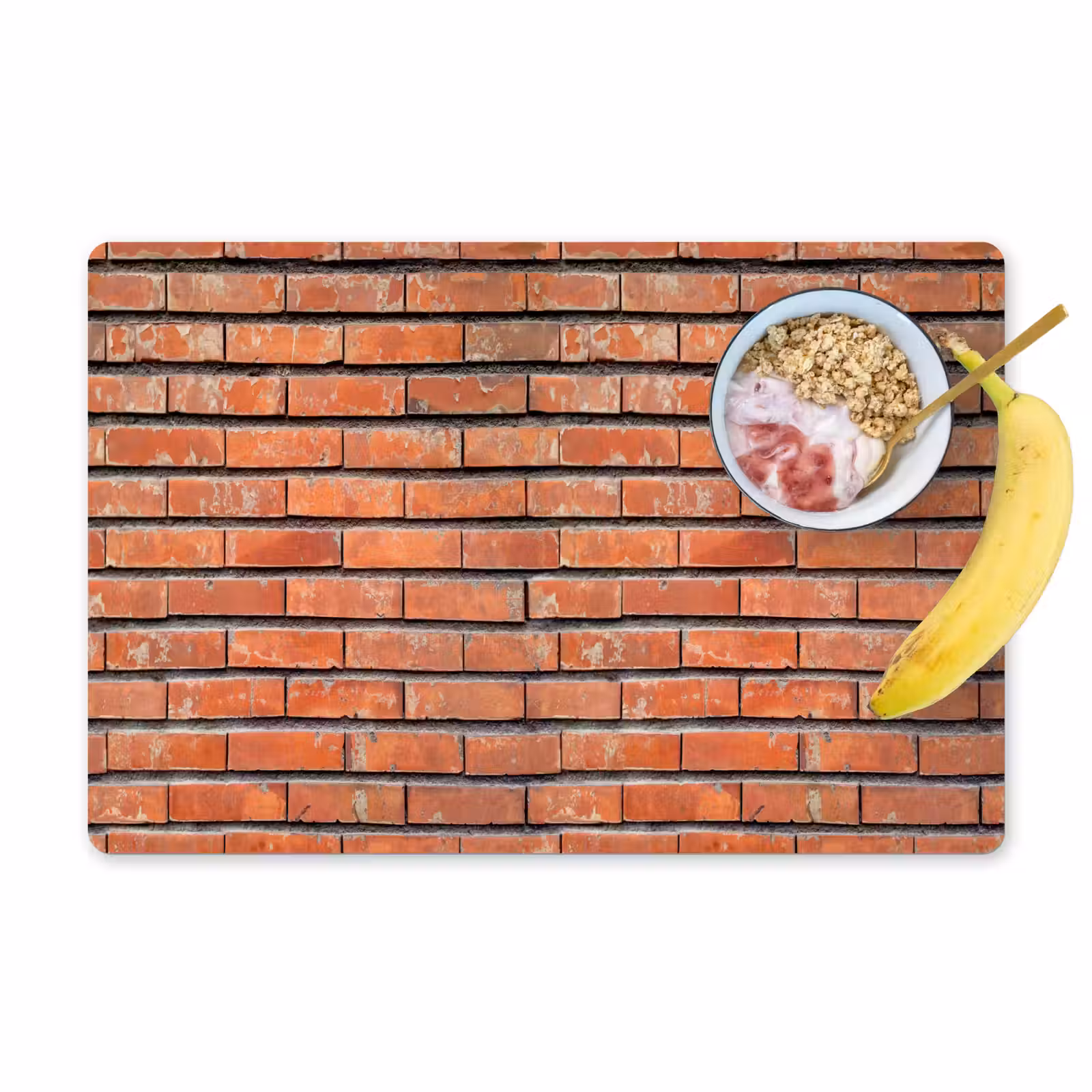 Placemat - 6 stuks - Rood - Bakstenen - Muur - Beschadiging — 1