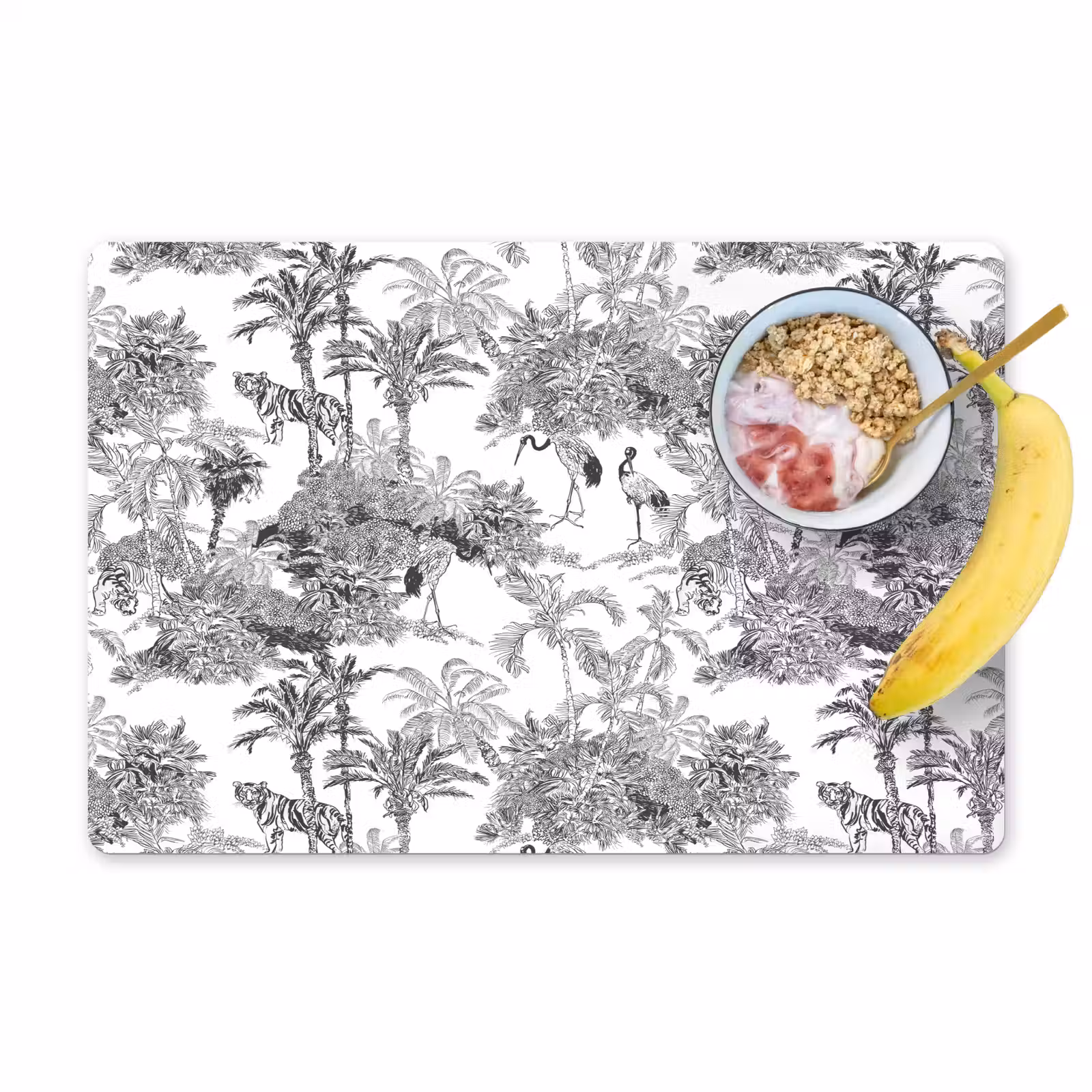 Placemat - 6 stuks - Tijger - Jungle - Patroon - Grijs — 1
