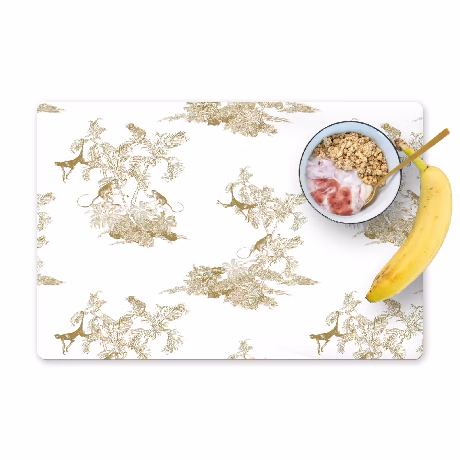 Placemat - 6 stuks - Wit - Apen - Beige — 1