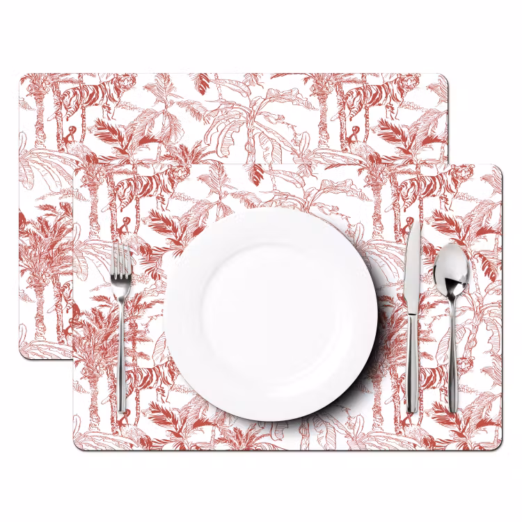 Placemat - 6 stuks - Dieren - Abstract - Rood — 2