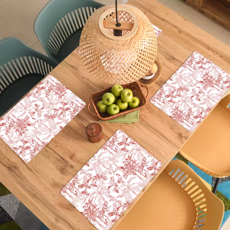 Placemat - 6 stuks - Dieren - Abstract - Rood — 6