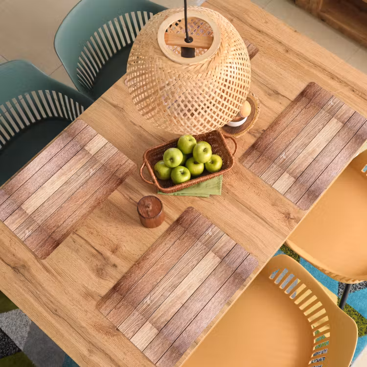 Placemat - 6 stuks - Eikenhout - Planken - Patronen — 6