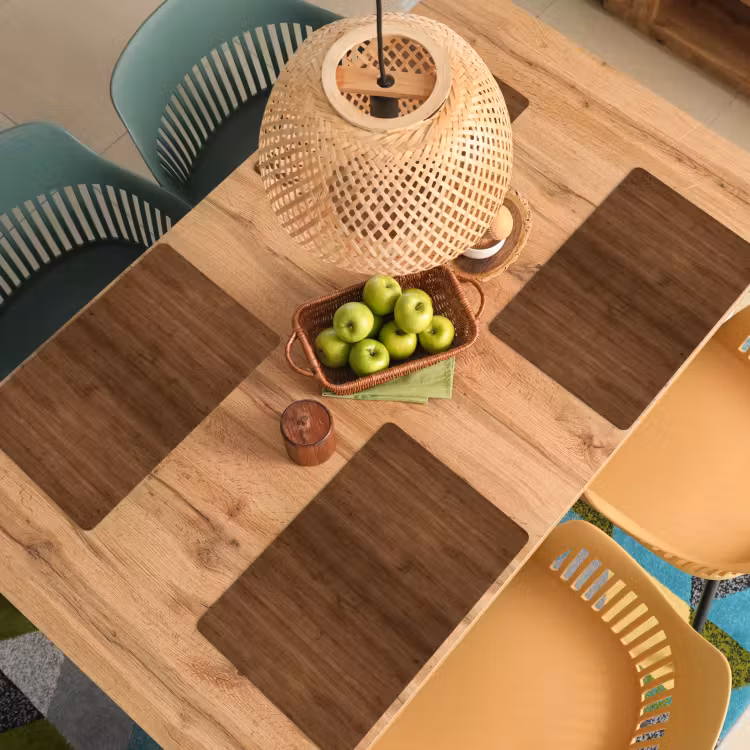 Placemat - 6 stuks - Hardhout - Patronen - Bruin — 6