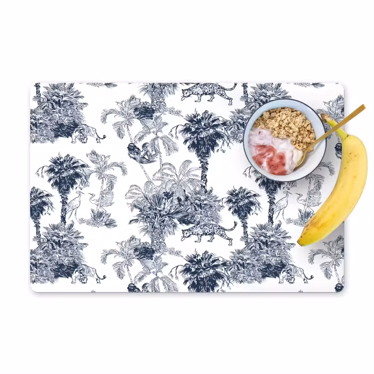 Placemat - 6 stuks - Jungle - Beplanting - Blauw — 1