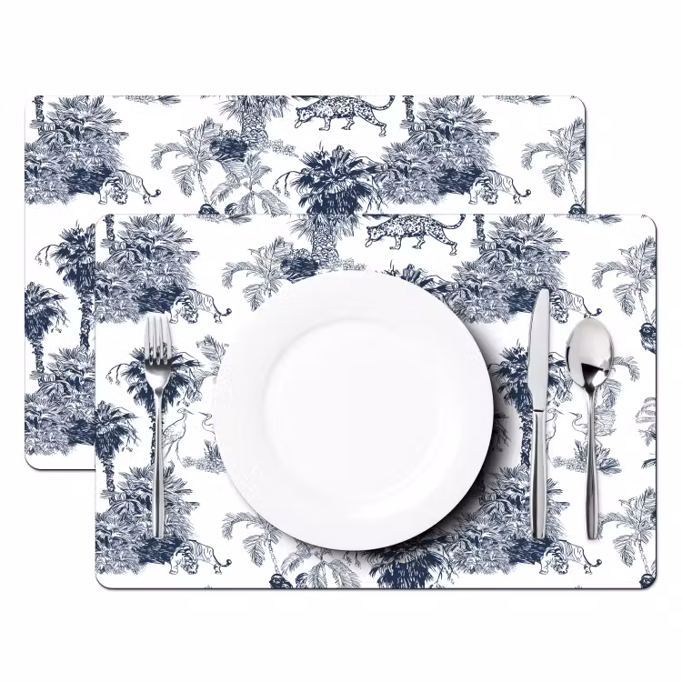 Placemat - 6 stuks - Jungle - Beplanting - Blauw — 2