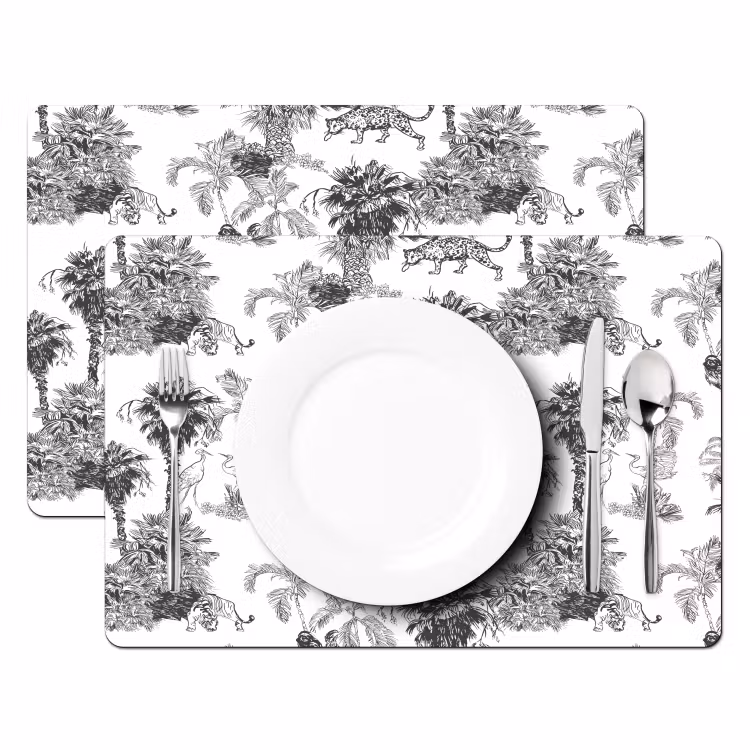 Placemat - 6 stuks - Jungle - Dieren - Grijs — 2