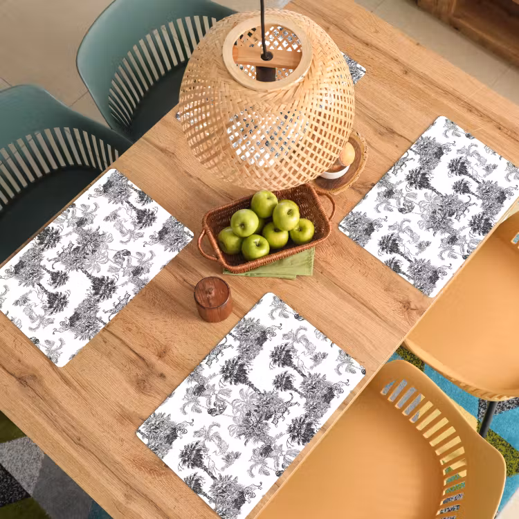 Placemat - 6 stuks - Jungle - Dieren - Grijs — 6